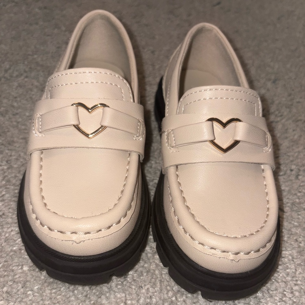 Zara Cream Kids Loafers with Black Soles